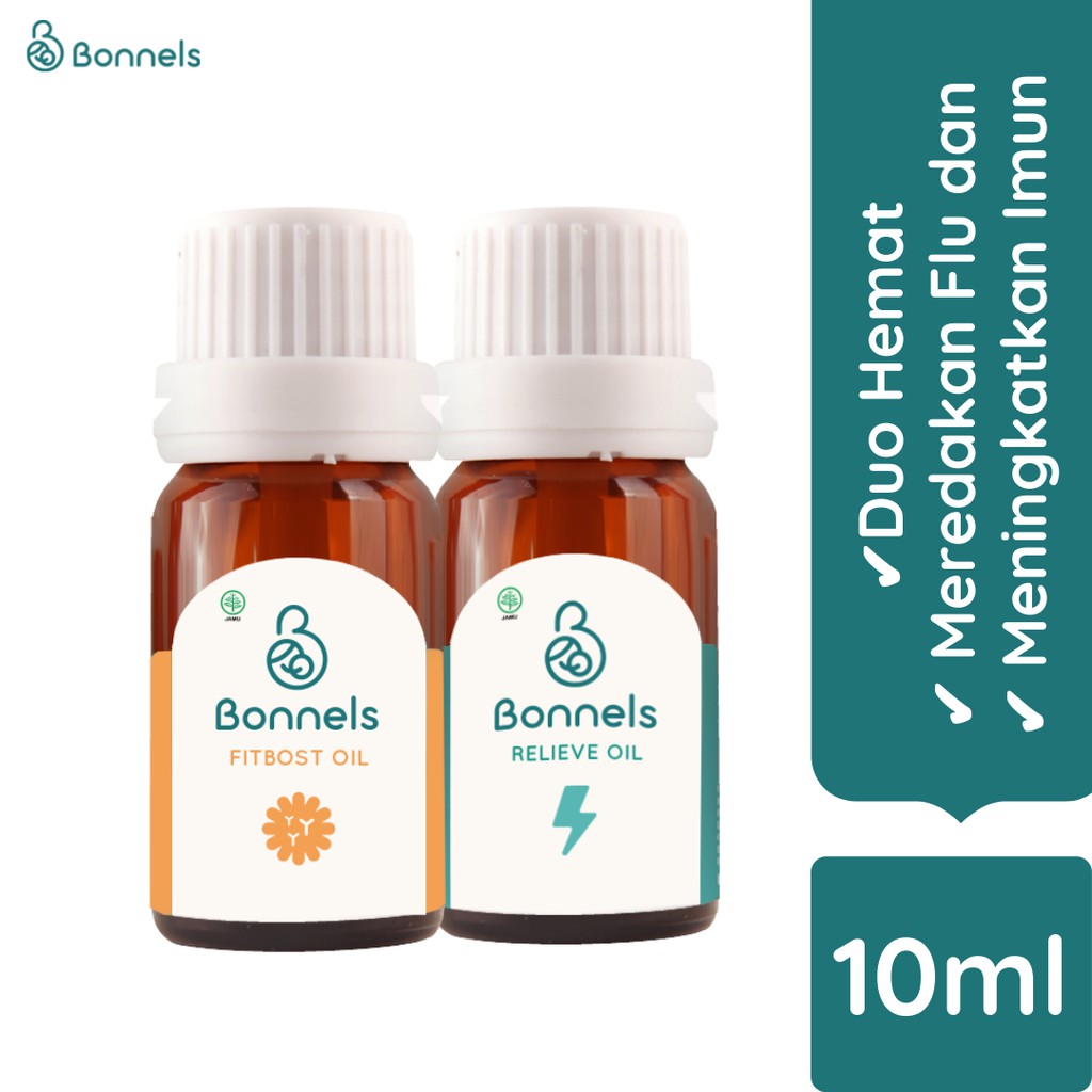 (BEST SELLER) BONNELS Paket Essential Oil Fitbost Oil dan Relieve Oil - Essential Oil Flu Bayi - Ess