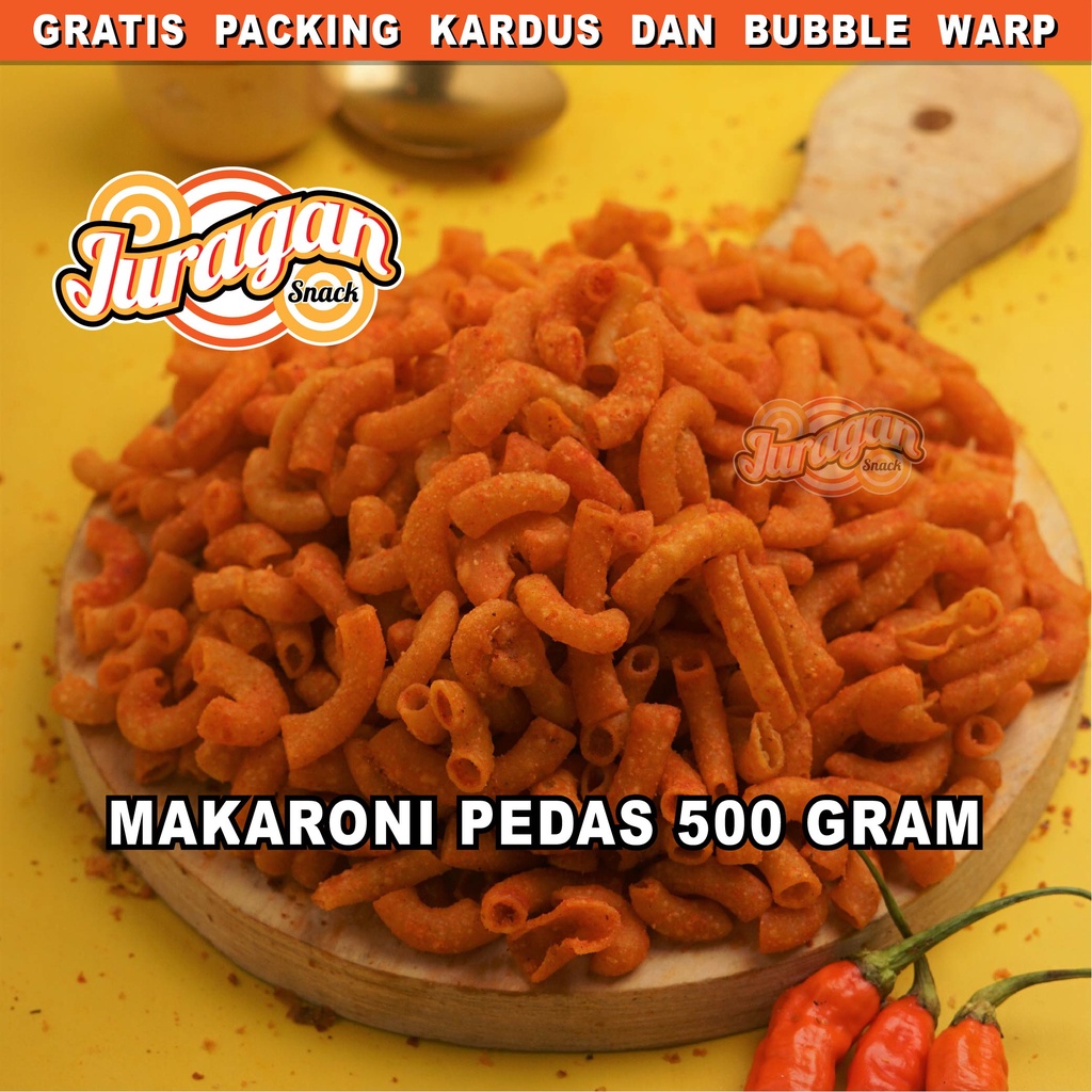 MAKARONI BANTAT PEDAS 500 gram snack kiloan makanan ringan jajanan cemilan camilan pedas asin gurih murah