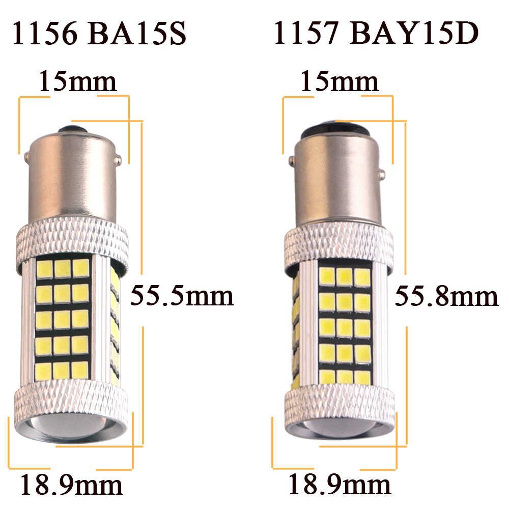 Lampu Rem Mobil Motor isi 2 pcs BAY15D Bayonet Putih Normal Non Strobo 12V 2835 66 SMD 1156 BA15D P2