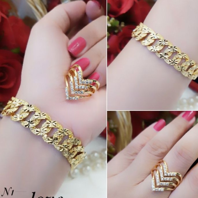 Xuping Set Perhiasan Gelang dan Cincin 1324F