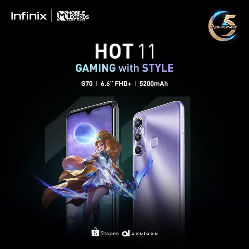 HP Infinix HOT 11 RAM 4/64GB [Prosesor Gaming Helio G70, 5200mAh Power Marathon, Dar-link Ultimate Game Booster]-2