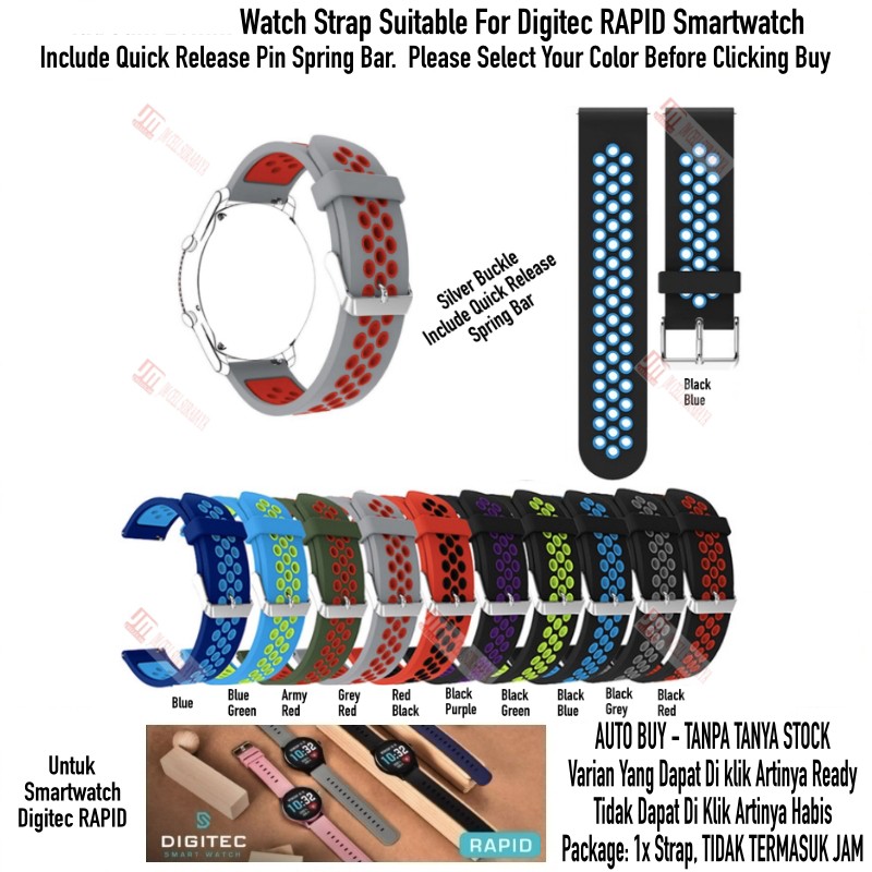 NSB Tali Jam 20mm Watch Strap Smartwatch Digitec Rapid - Rubber Sporty SIlikon