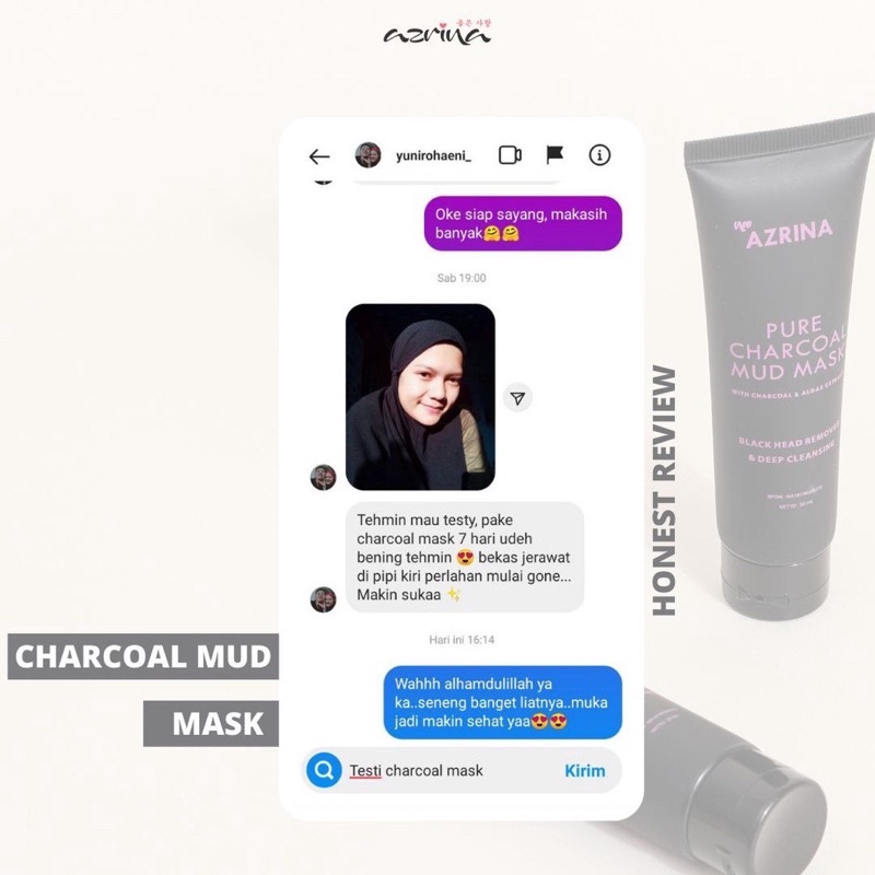 [READY SIAP KIRIM] Azrina Pure Charcoal Mud Mask | Masker Penghilang Komedo | Azrina Acne Clay Mask | Azrina 2x Super Charcoal Clay Mask