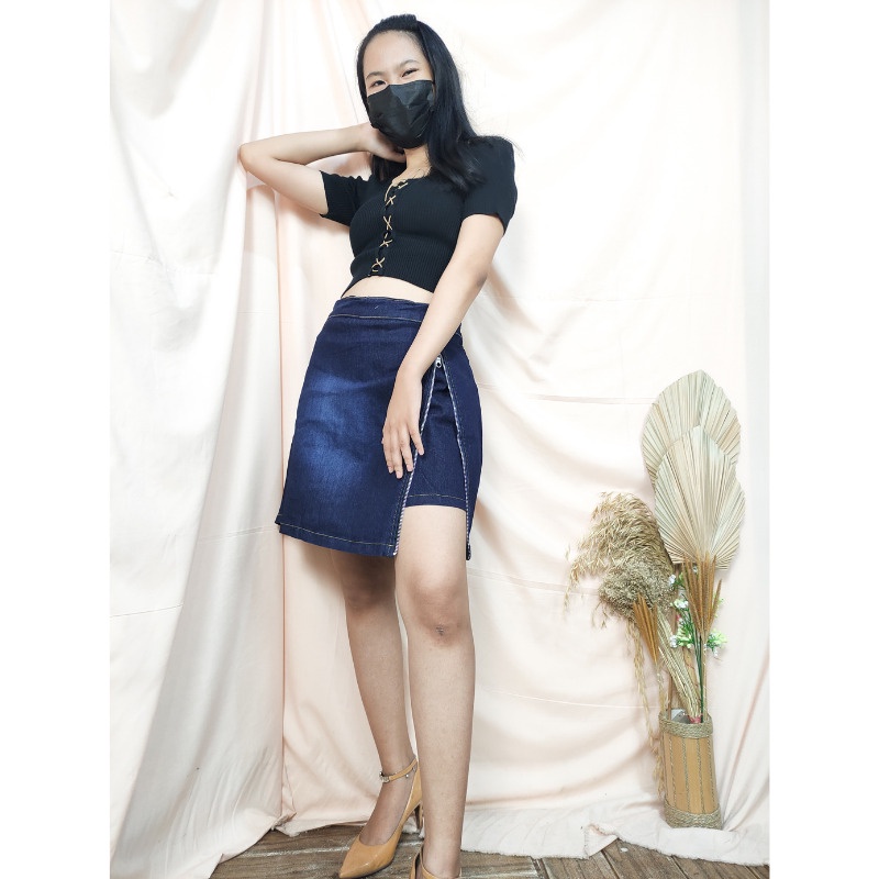 SB Collection Celana Pendek  Anggini Hotpants  Midi Jeans Casual Wanita All Size