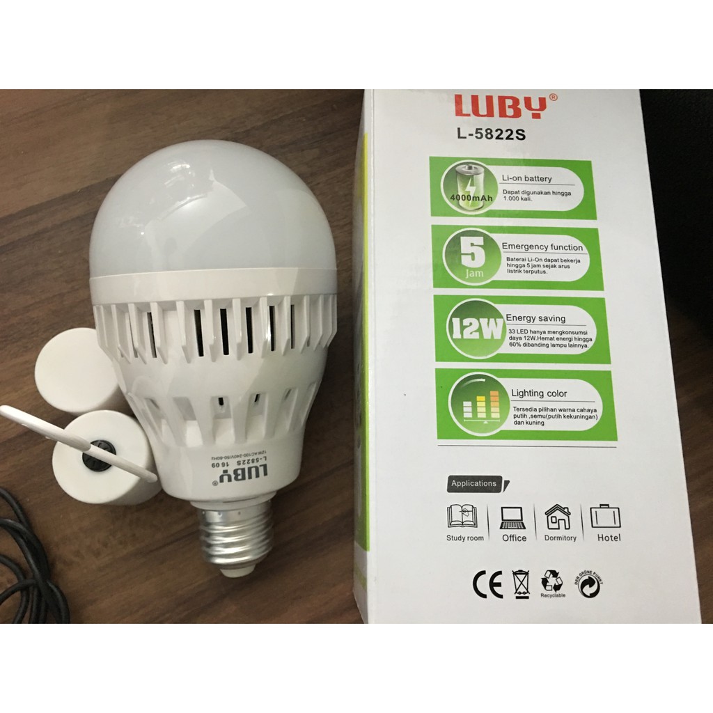 LAMPU LED Charge untuk EMERGENCY merk LUBY L5822 5822 Putih Kuning