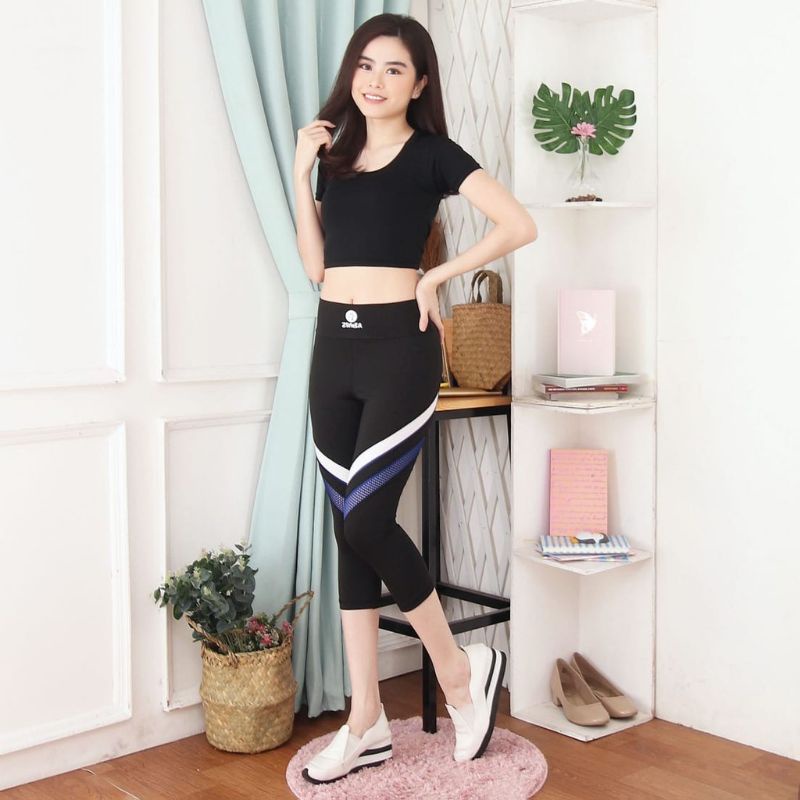 kaos atasan senam crop polos