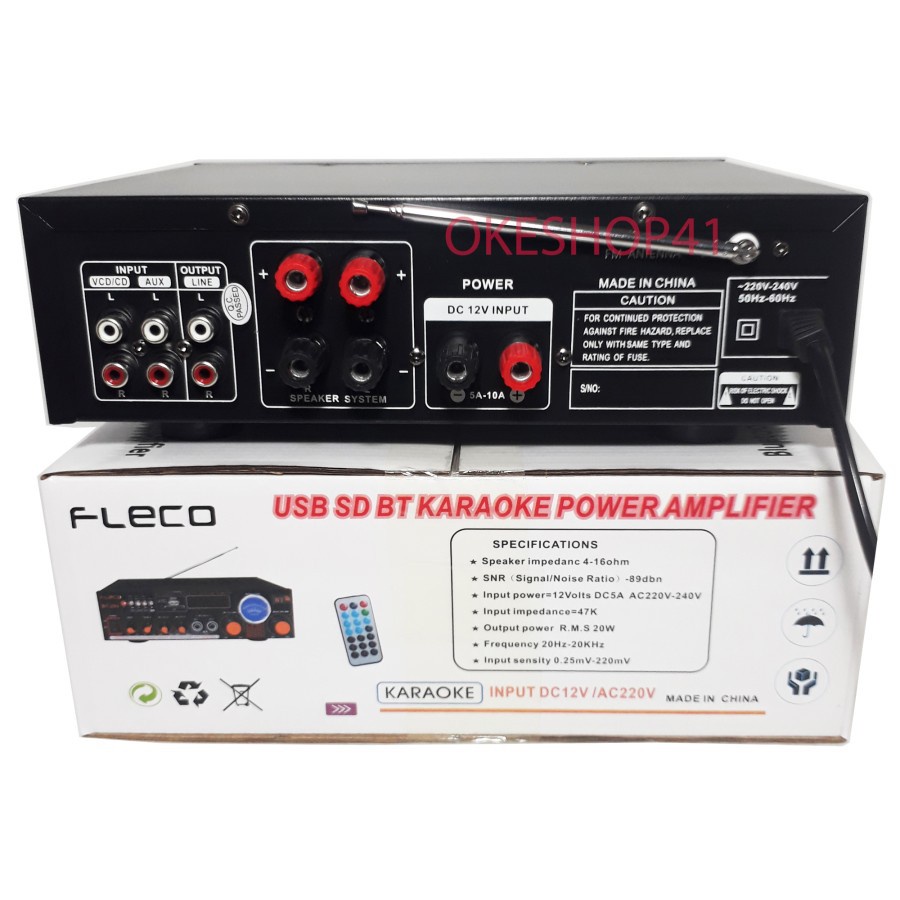 FLECO Amplifier FLECO 299 Bluetooth Stereo Karaoke + Mp3 player + FM Radio