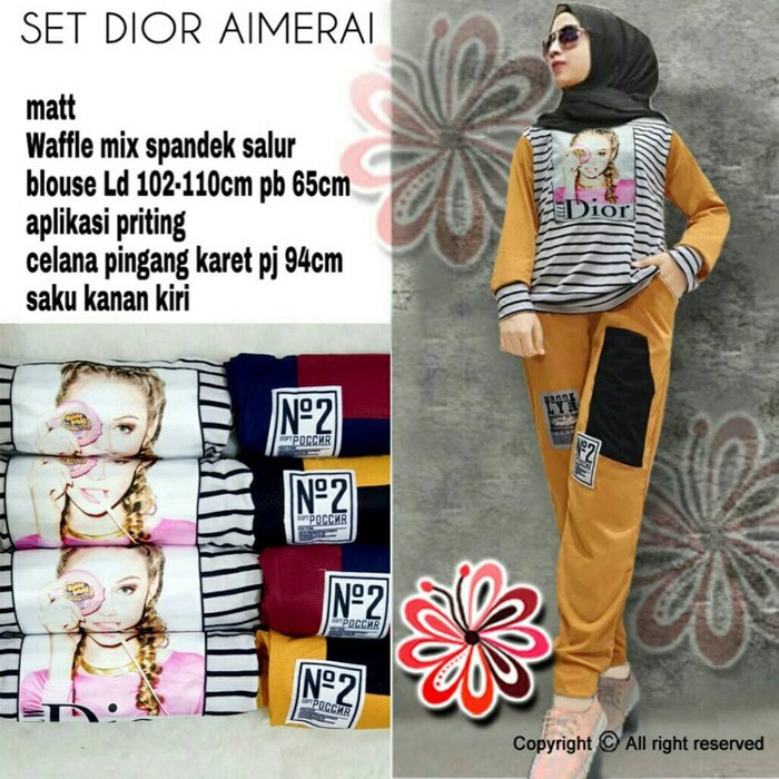 SET DIOR 4 WARNA/SETELAN BAJU WANITA/BAJU LENGAN PANJANG MURAH/GAMIS