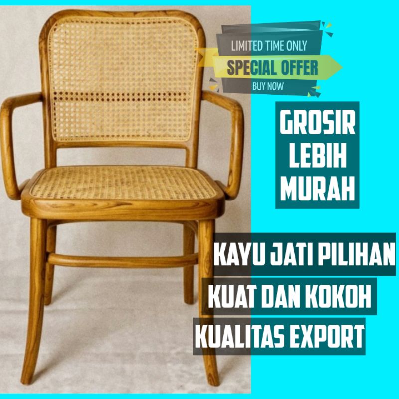 KURSI MAKAN JATI ROTAN / KURSI CAFE JATI ROTAN/KURSI ROTAN KAYU JATI