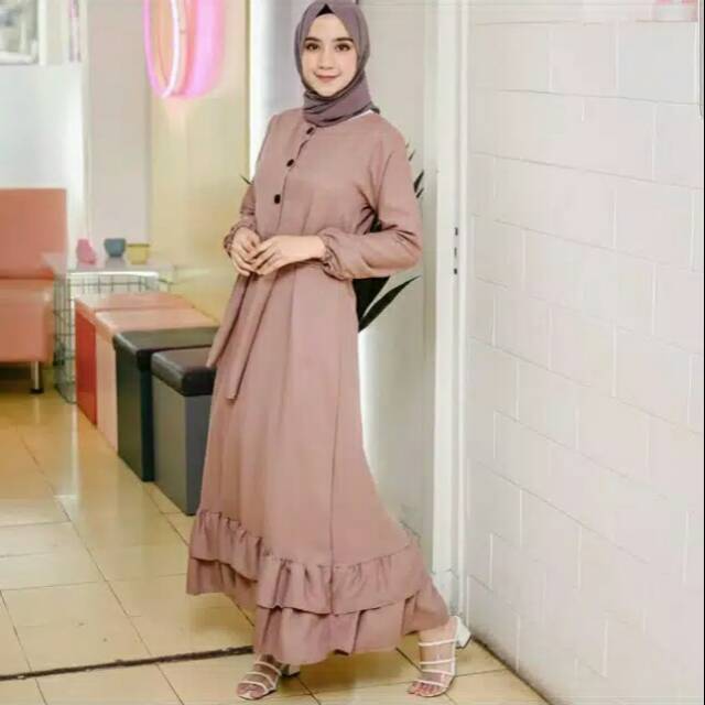 CINDY DRESS MOSCREPE PREMIUM | GAMIS DOUBLE REMPEL | GAMIS SYARI MUSLIM BUSUI FRIENDLY (1KG MUAT 3PC