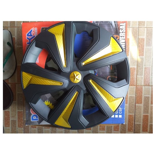 caver variasi dop velg mobil ring 13 in gold hitam 1610