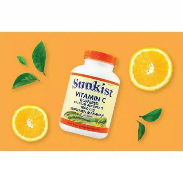 READY STOCK.. Sunkist Vitamin C 1000mg Buffered Calcium Ascorbate 60 Kapsul