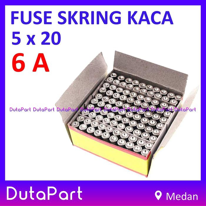 Skring Fuse Kaca 6A Uk. 5x20 mm 250VAC Sekring Sekering 6 A Ampere