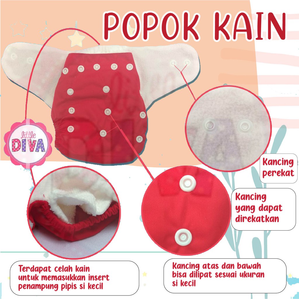 CLODI Cloth PREMIUM Diaper POLOS &amp; MOTIF Free Size Reliable Celana Model Motif cloudy RGM-10150