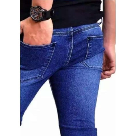 celana jeans pensil slimfit skinny cowok pria biru dongker biru muda hitam pekat bisa cod