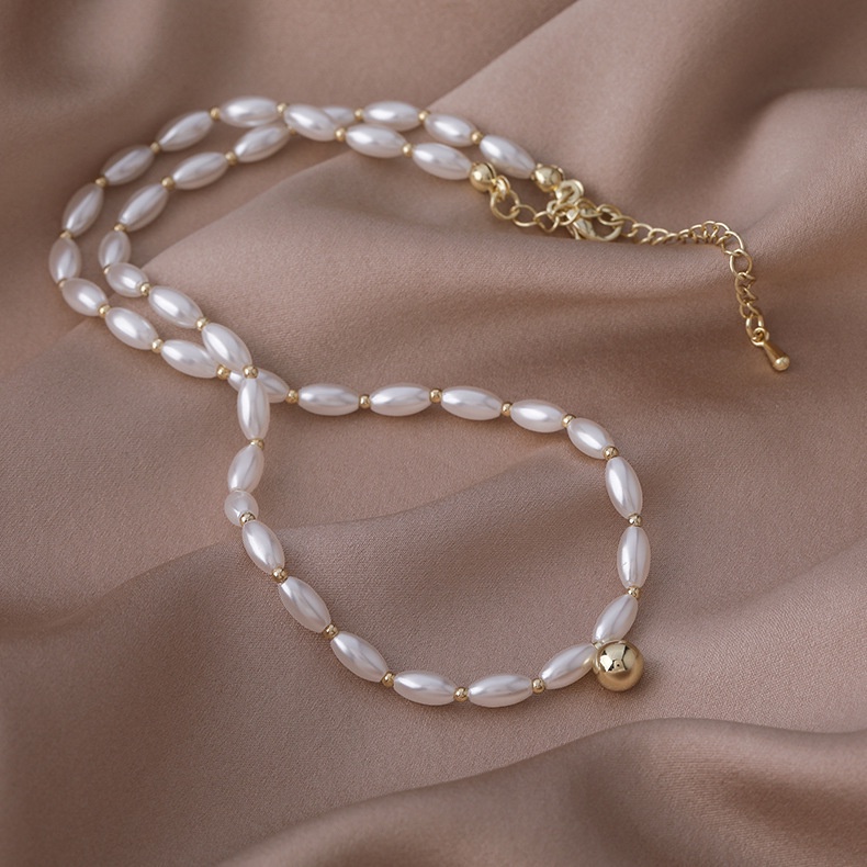 French Retro Mutiara Kalung Ins Manik Liar Liontin Rantai Tulang Selangka Perhiasan Fashion Wanita COCOJEWELRY