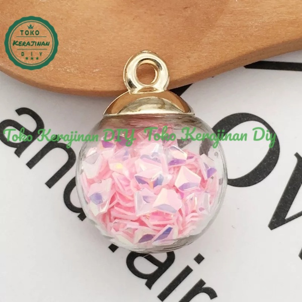 Liontin Manik Bola Kaca Transparan Charm Gelang Anting