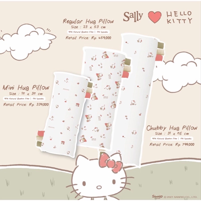 Friends of Sally hello kitty ori watercolor Baby Head Pillow/ Toddler Head Pillow, Mini Hug, Reguler Hug