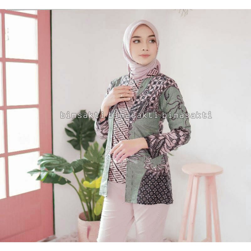 atasan baju batik wanita - blouse batik kantor - batik cewek - kemeja batik wanita - kemeja batik cewek - blouse kantor - bimasakti - bima sakti