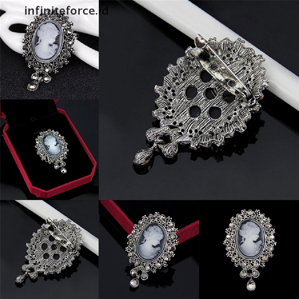Pin Bros Liontin Kristal Cameo Gaya Victoria Vintage Untuk Wanita