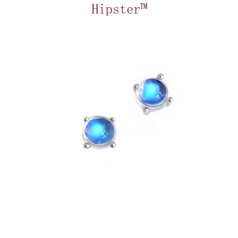 New Creative Simple Temperament Inlaid Moonstone Stud Earrings