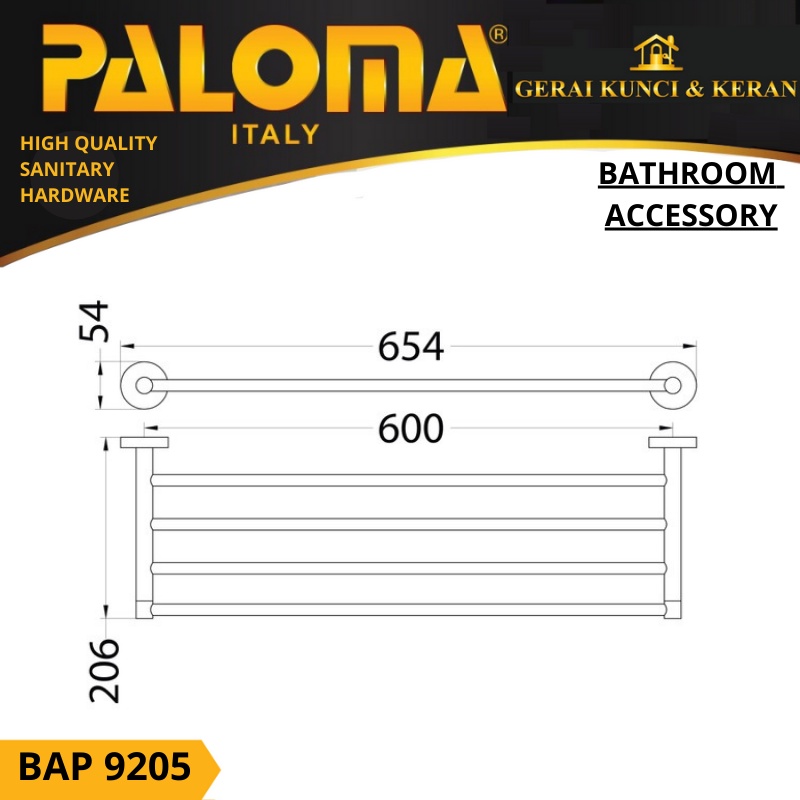 PALOMA BAP 9205 Rak Handuk Baju Gantungan Hanger Dinding Kamar Mandi Hitam Black