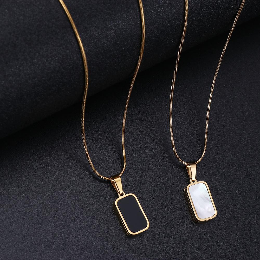 R-flower Kalung Liontin Halus Minimalis Persegi Panjang Geometric Square