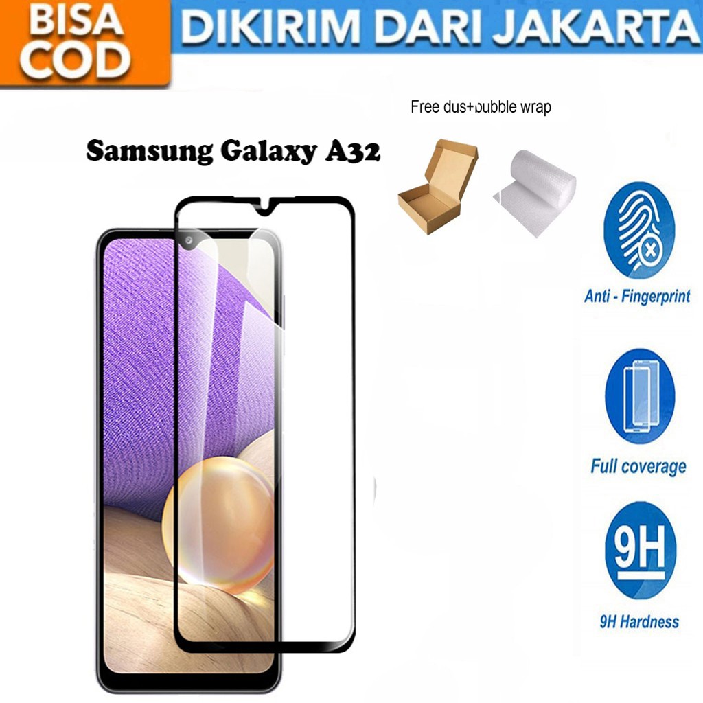 Tempered Glass Samsung Galaxy A32 Full Cover / Full Screen Protector Anti Gores