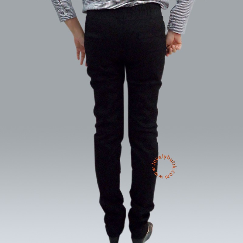 Lovelybutik Vanessa Ribbon Pencil Pants  LBB_7703 BC / Celana Panjang Hitam Kerja