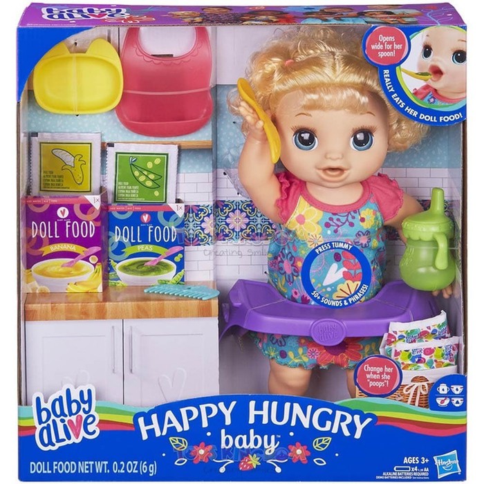Boneka Baby Alive Happy Hungry Baby Blonde Doll Hasbro