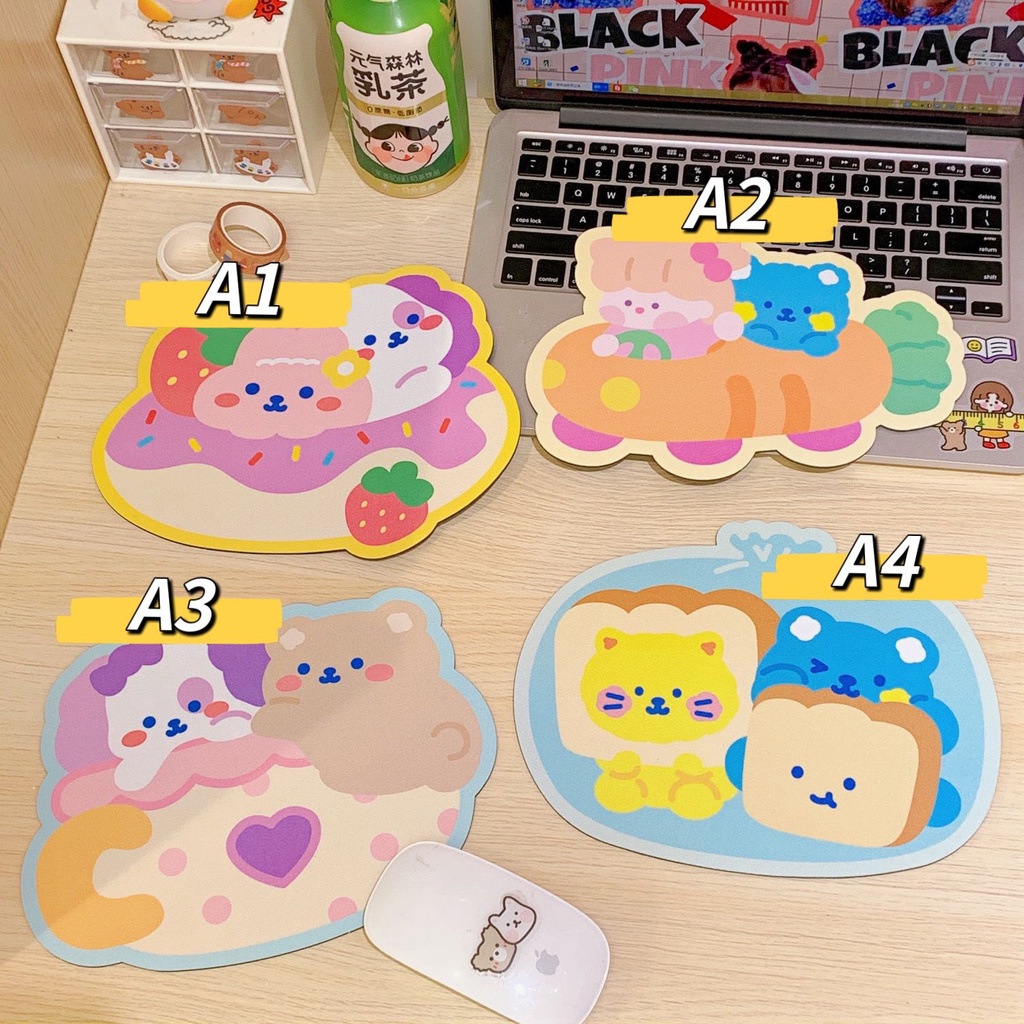 Mousepad bentuk karakter bear fancy stuff korea style mouse pad