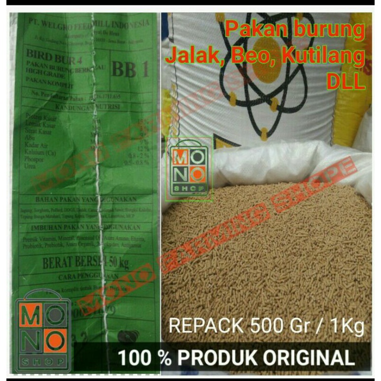 voer  BURUNG curah berkualitas 500 Gr NO TOPSONG, BURUNG JALAK, BEO, KUTILANG DLL