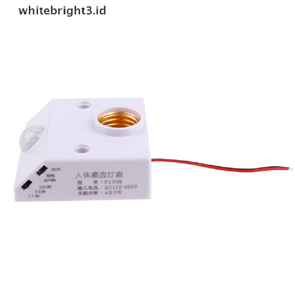 (whitebright3.id) Fitting Lampu Bohlam AC 90V-250V Dengan sensor Gerak PIR