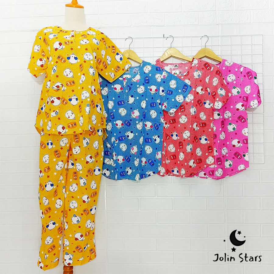 Baju Tidur Piyama Wanita Dewasa Merlin Katun / Celana Panjang, Lengan Pendek / LD 110 Cm / CP 31
