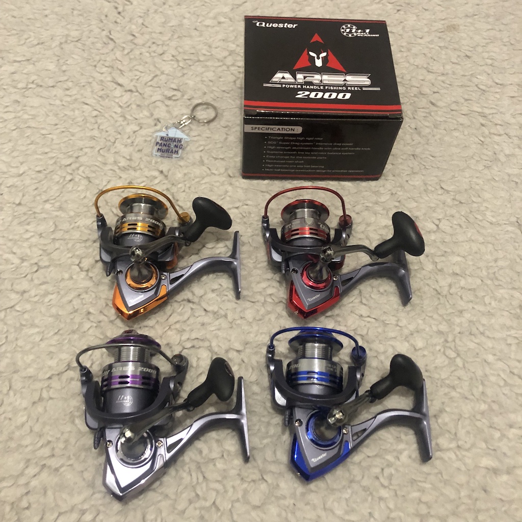 Reel Pancing YUU QUESTER Ares 2000 Power Handle Ril Rel Reel Rell Mini Katrol Kerekan Gulungan Alat 