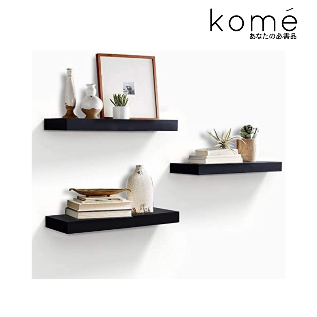 Floating Shelf 30 [Black] / Rak Dinding Gantung Melayang Minimalis / Rak Susun Gantung Buku Melayang