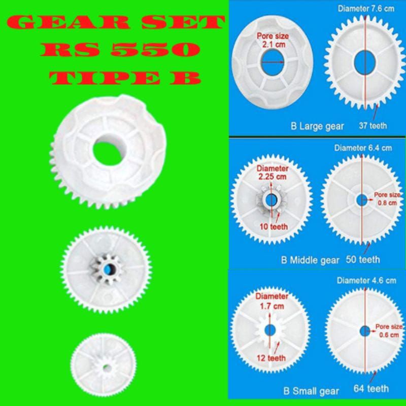FULL SET GEAR RS 550 Type B Gear Pliko/Gear/Gearbox/Mobil Motor aki mainan