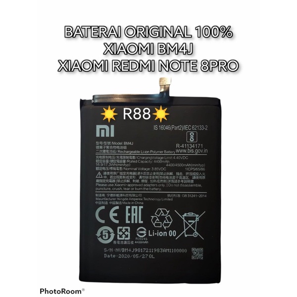 baterai redmi note 8pro note 8 pro BM4J BM 4J baterai original xiaomi