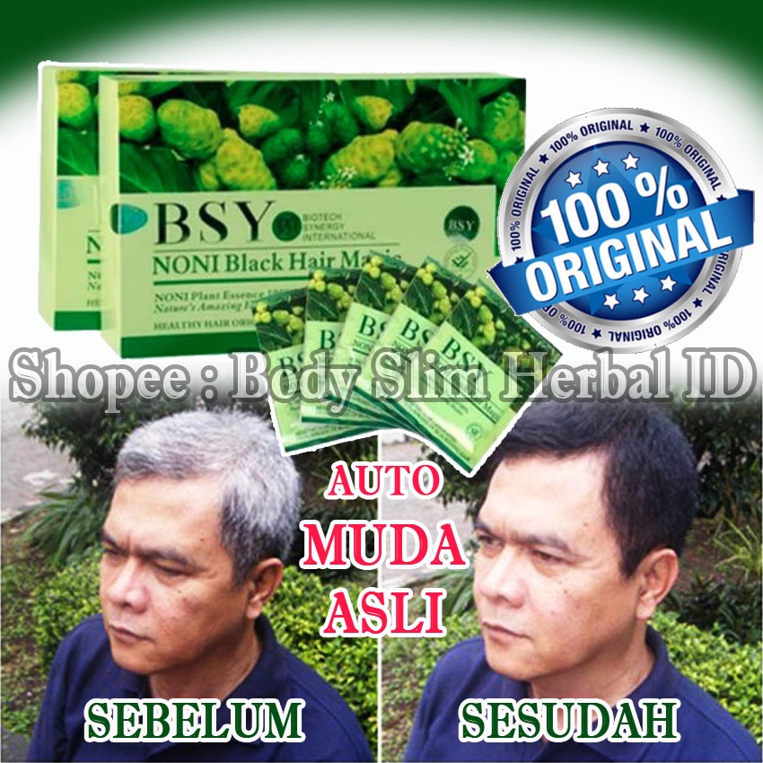 Shampo Penghitam Rambut Beruban BSY Noni Black Hair Magic Original Shampo Penghilang Uban Permanen