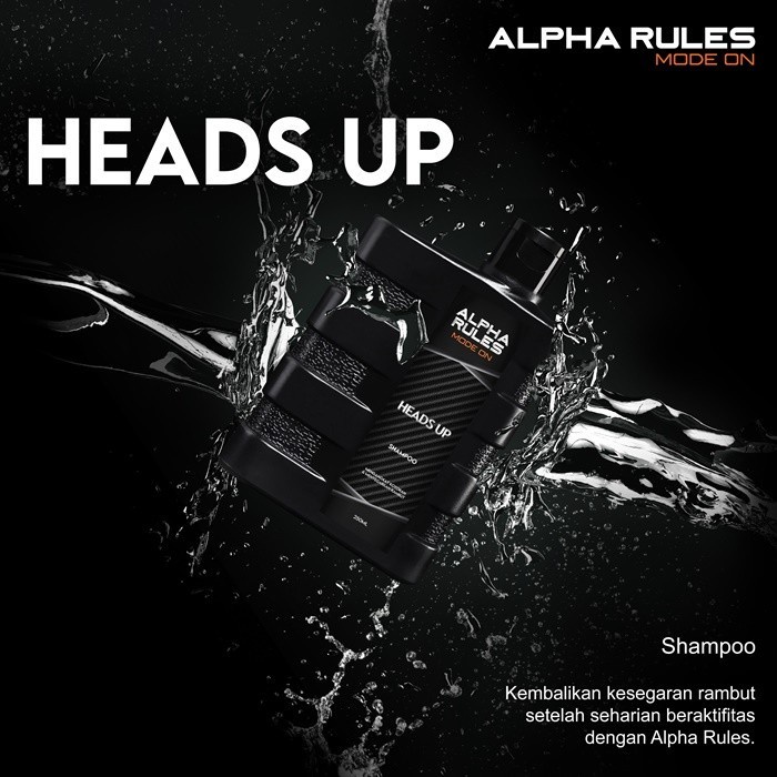 Alpha Rules Heads Up Shampoo Rambut Mandi Pria Anti Ketombe Alpharules 250ml