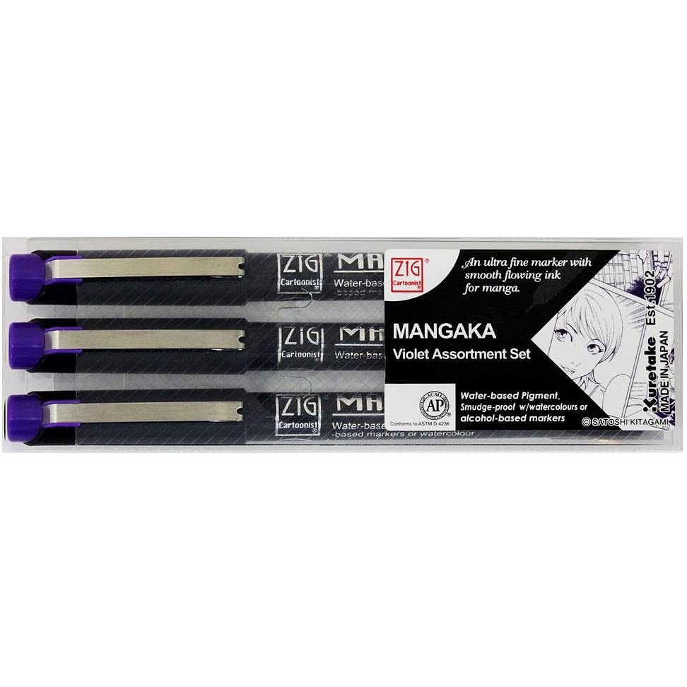 

Kuretake Zig drawing pen mangaka violet set CNM 3VVL