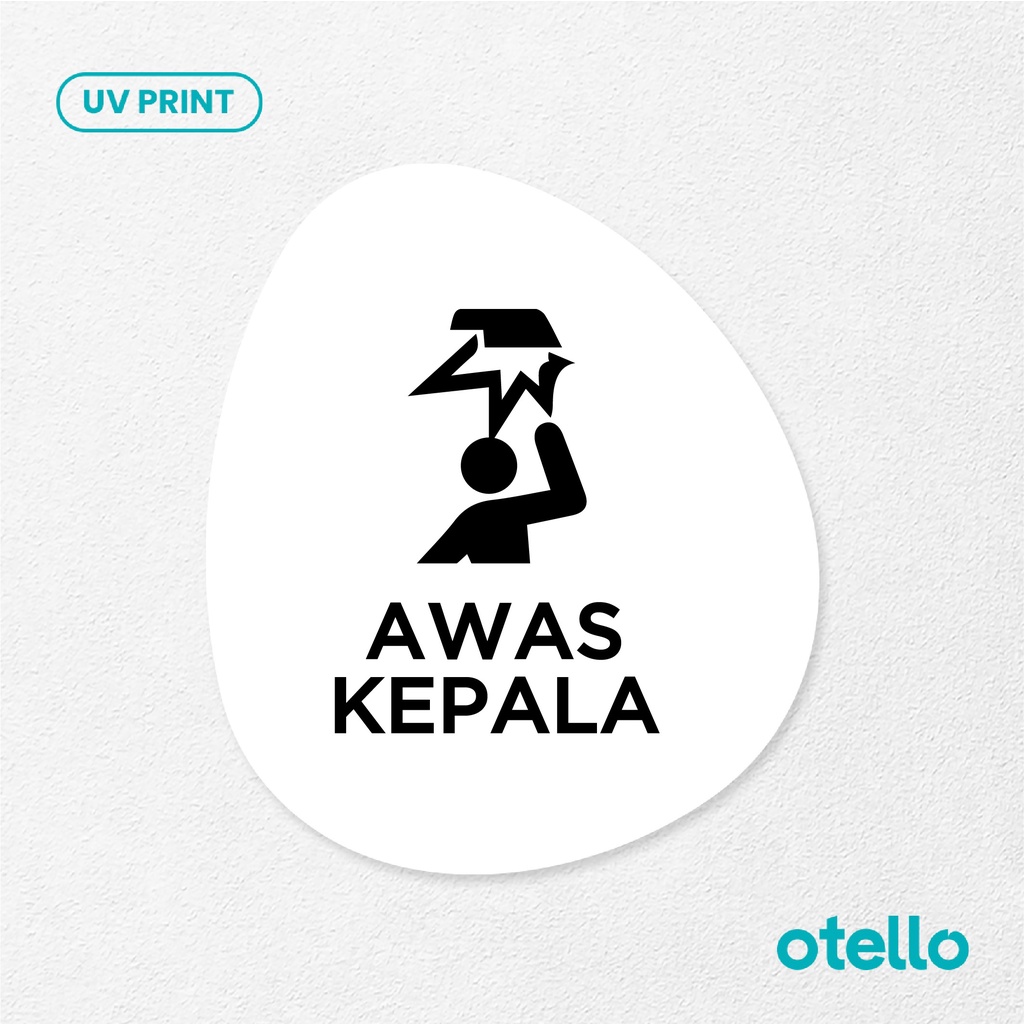 Awas Kepala Sign Board Akrilik Tempel Signage Dinding Sticker Papan Label Acrylic Restoran Wall Stiker Dinding Petunjuk Toko Cafe