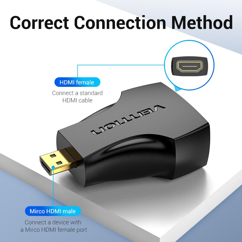 Vention 2 In 1 Adapter Konverter Micro / Mini Hdmi 1080p Male Ke Hdmi Female Untuk Ps4 / Kamera Hdtv