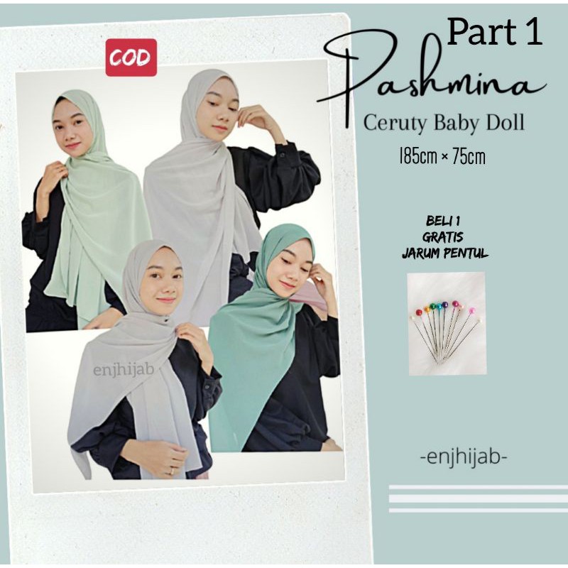 Pasmina Ceruty Baby Doll Premium 180x75 | Pashmina Ceruti Babydoll | Kerudung Pasmina Panjang Part 1