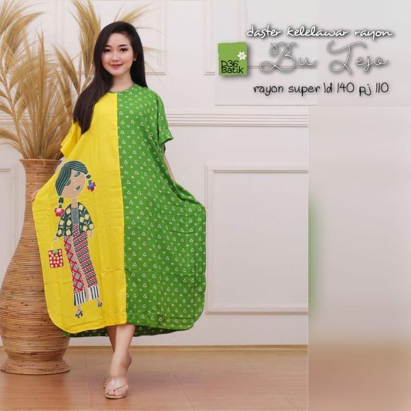 Daster Bu Tejo Batik Homedress Kelelawar Baju Tidur Rayon Pastel Baju Tidur Kartun Jumbo Santai Home