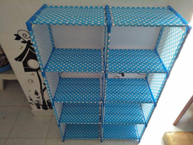 (r05 Double) Rak Buku Rak Portable Serbaguna 2 Sisi (mudah Dibongkar Pasang)