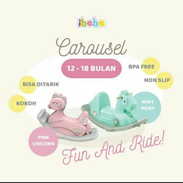 Ibebe carousel pink unicorn