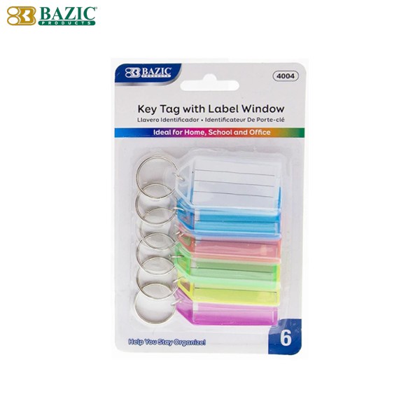 

NEW Bazic Key Tag with Label Window (6/Pack)