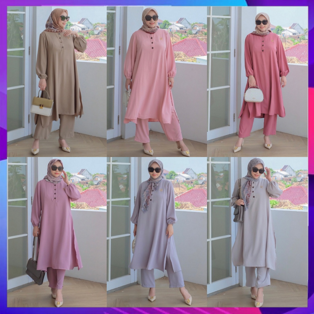 Dyn Clothingline Lulu Set Setelan Wanita Stelan Cewek Setcel Cewe One Set Baju Muslim Wanita Pakaian