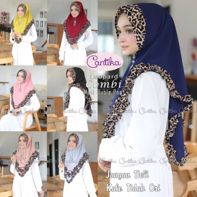 (( ORI Cantika)) Jilbab/Hijab instan Bergo combo leopard